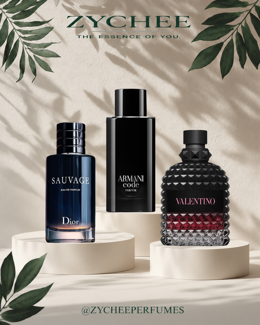 Everyday Essentials Bundle - Dior Sauvage Eau de Parfum, Giorgio Armani Code Parfum and Valentino Uomo Born in Roma